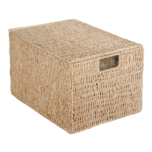 Cesta de Almacenamiento Tejida con Asa de Fibra Natural